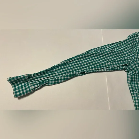 Gap Women’s The Shrunken Boyfriend Gingham Green And White Medium Long Sleeve - Picture 9 of 16